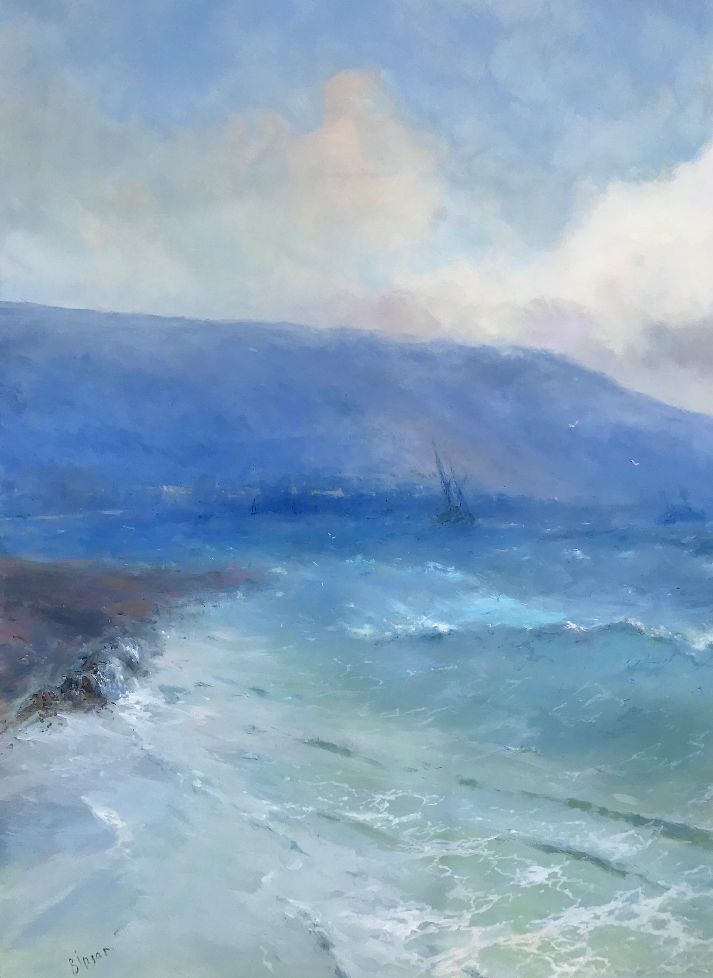 Seashore, peinture à l'huile originale, prête à être accrochée - Académique Painting par Karen Darbinyan