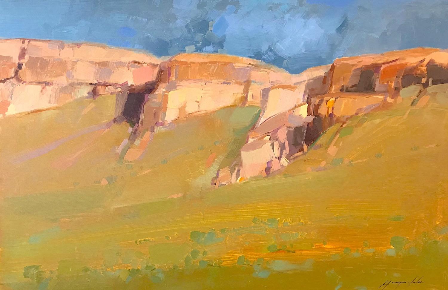 Landscape Painting di Vahe Yeremyan - Roccia di montagna, pittura a olio di paesaggio impressionista, pezzo unico