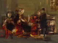 Café, Pintura al óleo original abstracta, Única en su género