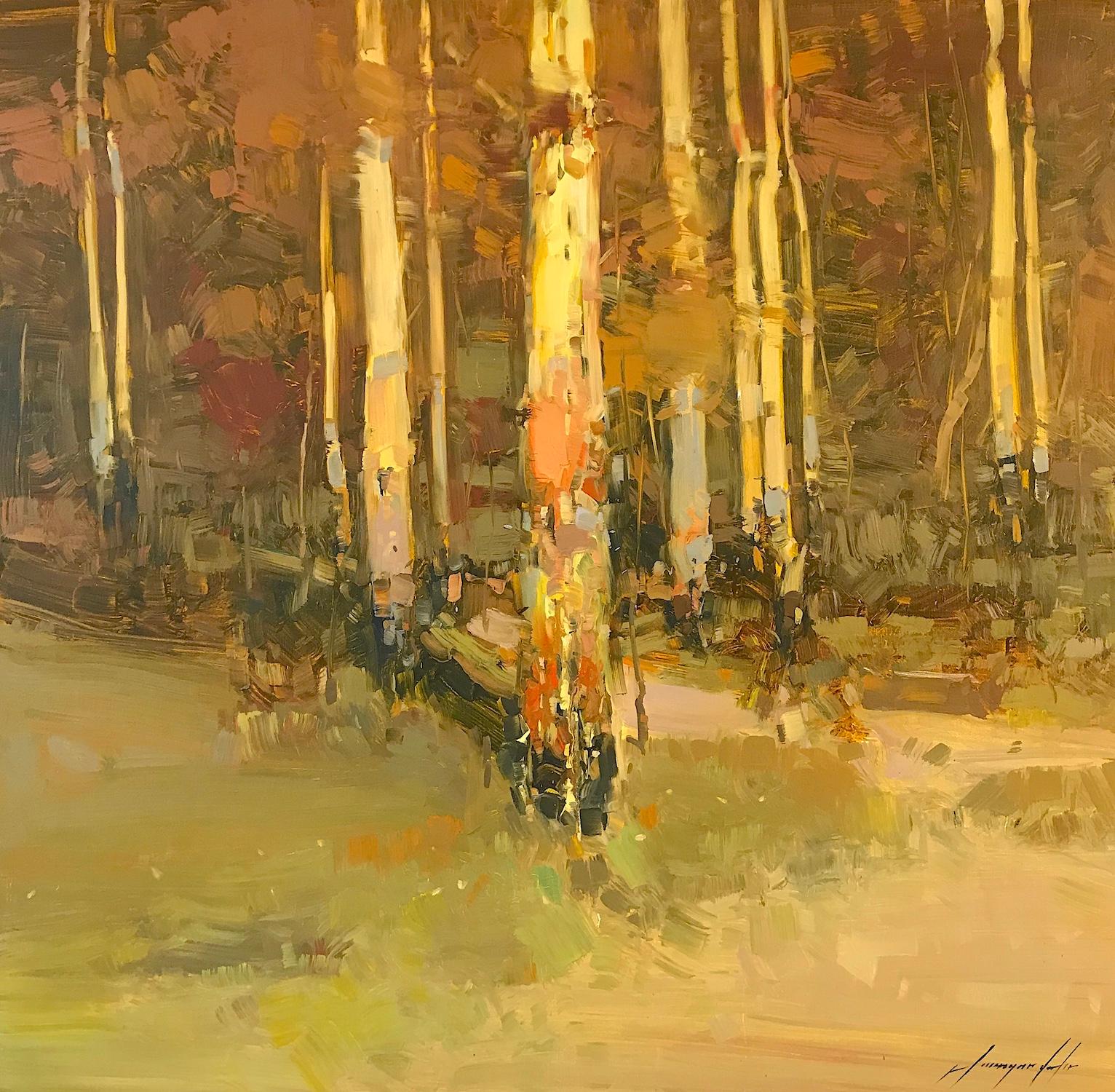 Vahe Yeremyan Landscape Painting - Birches Trees, Original Oil Painting, One of a Kind