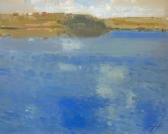 Peinture à l'huile originale du bord du lac, exemplaire unique
