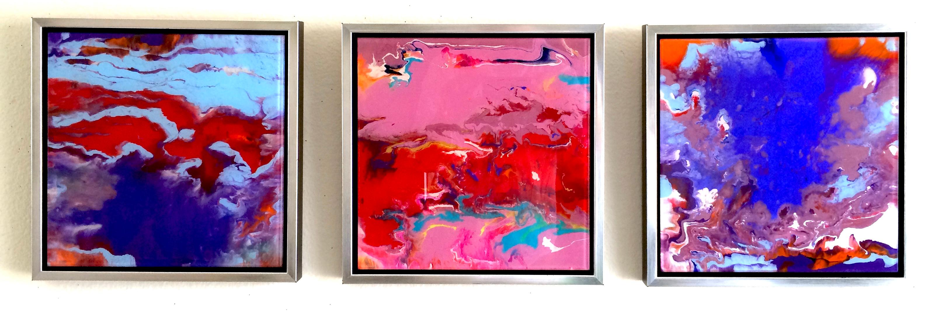 Gerahmter Tanz, Originalgemälde, hängefertig (Pink), Abstract Painting, von Vahe Yeremyan