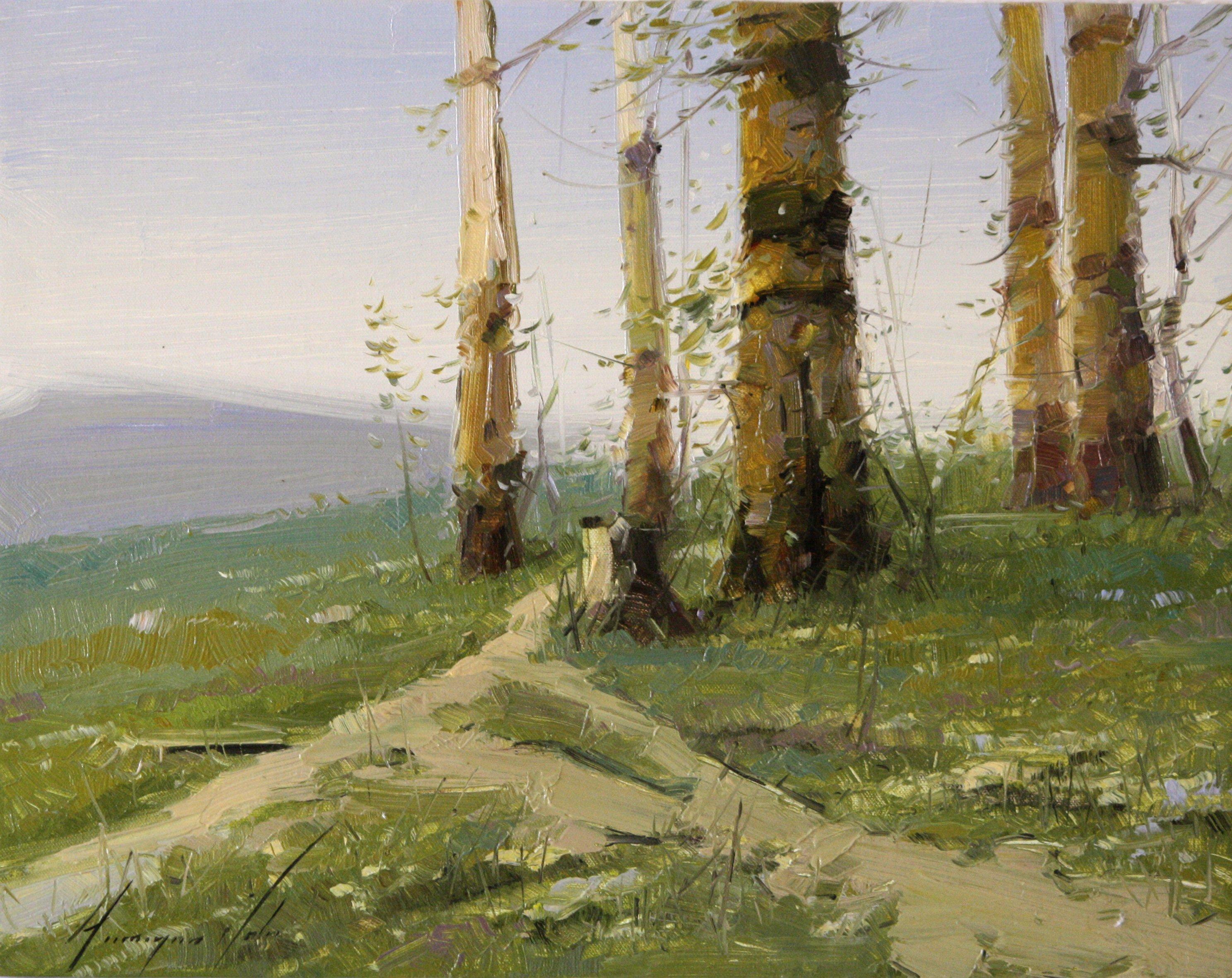 Vahe Yeremyan Landscape Painting - Birches Grove, Original Oil Painting, Ready to Hang