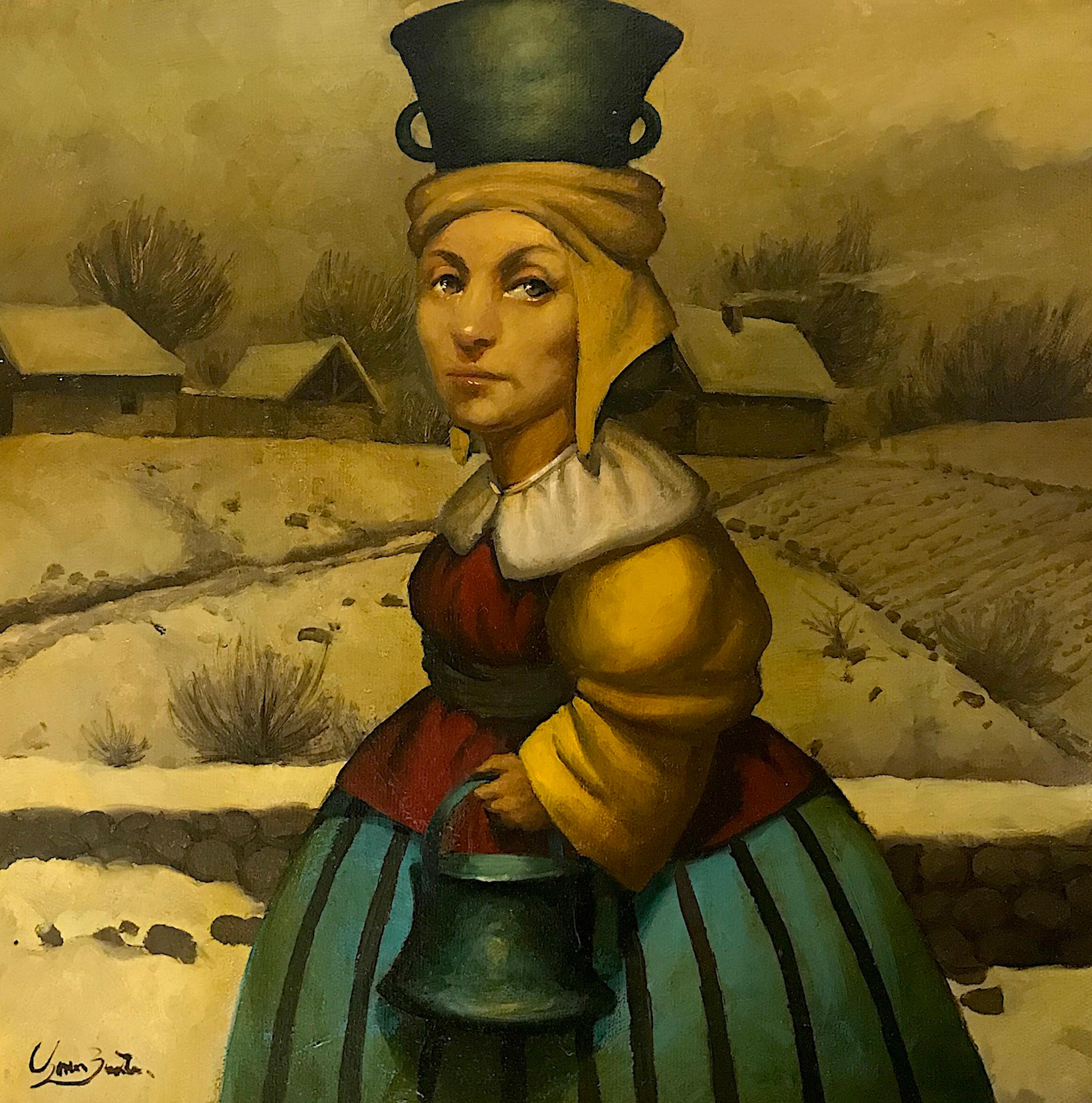 Ashot Yan Figurative Painting - Winter, Figurative Surrealism, Original oil Painting, Handmade artwork