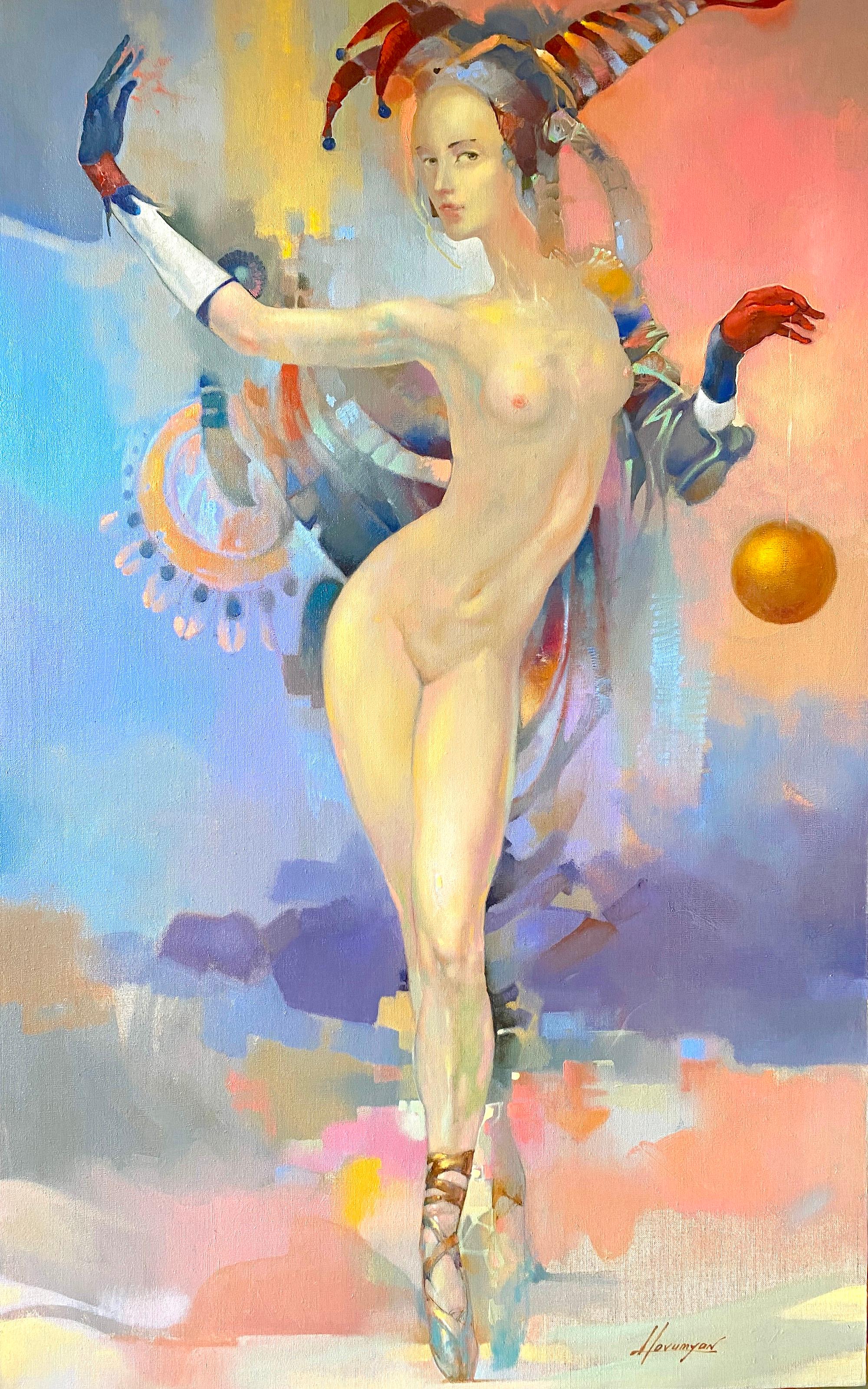 Tigran Hovumyan Figurative Painting – Performance, Original-Ölgemälde, hängefertig