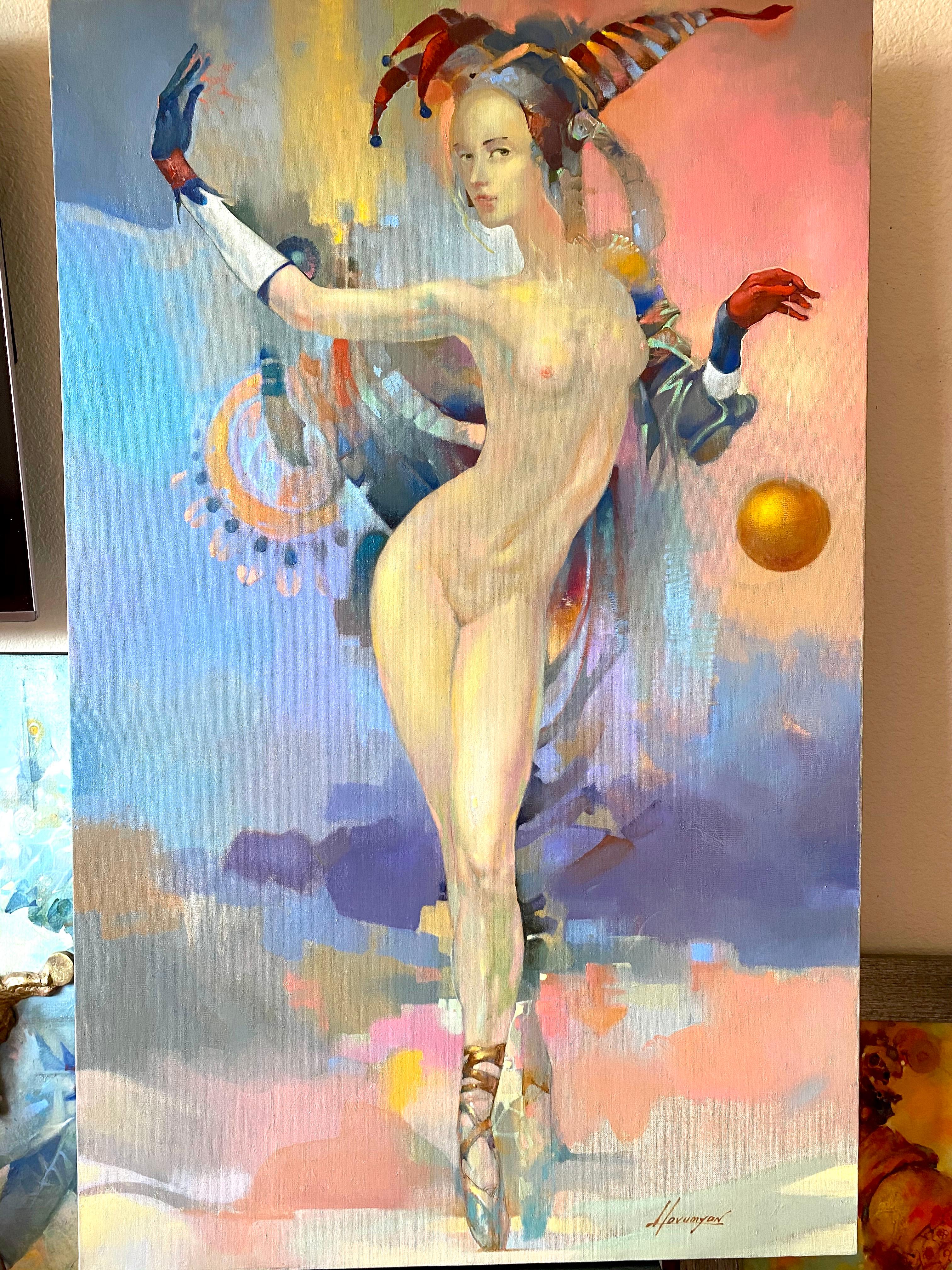 Performance, Nudo Figurativo Pittura ad olio originale, pronta da appendere - Painting di Tigran Hovumyan