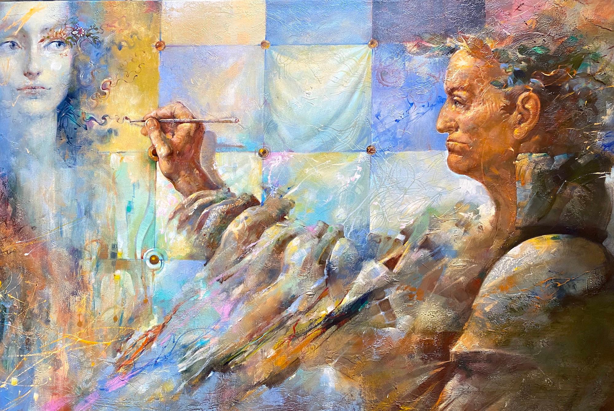 Figurative Painting di Tigran Hovumyan - Menzione, Ritratto Surrealismo Pittura ad olio originale, pronta da appendere