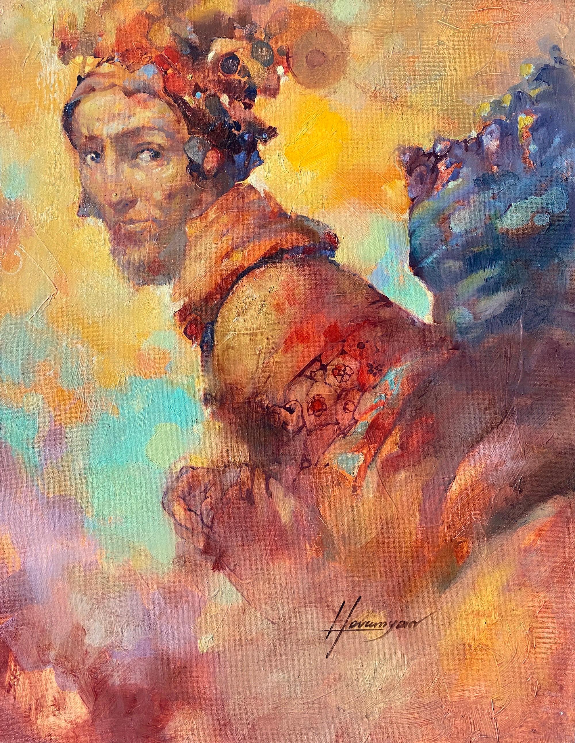 Portrait Painting Tigran Hovumyan - Traveler, peinture à l'huile originale, prête à être accrochée