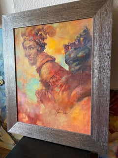 Traveler, Porträt, Surrealismus, Original-Ölgemälde, hängefertig