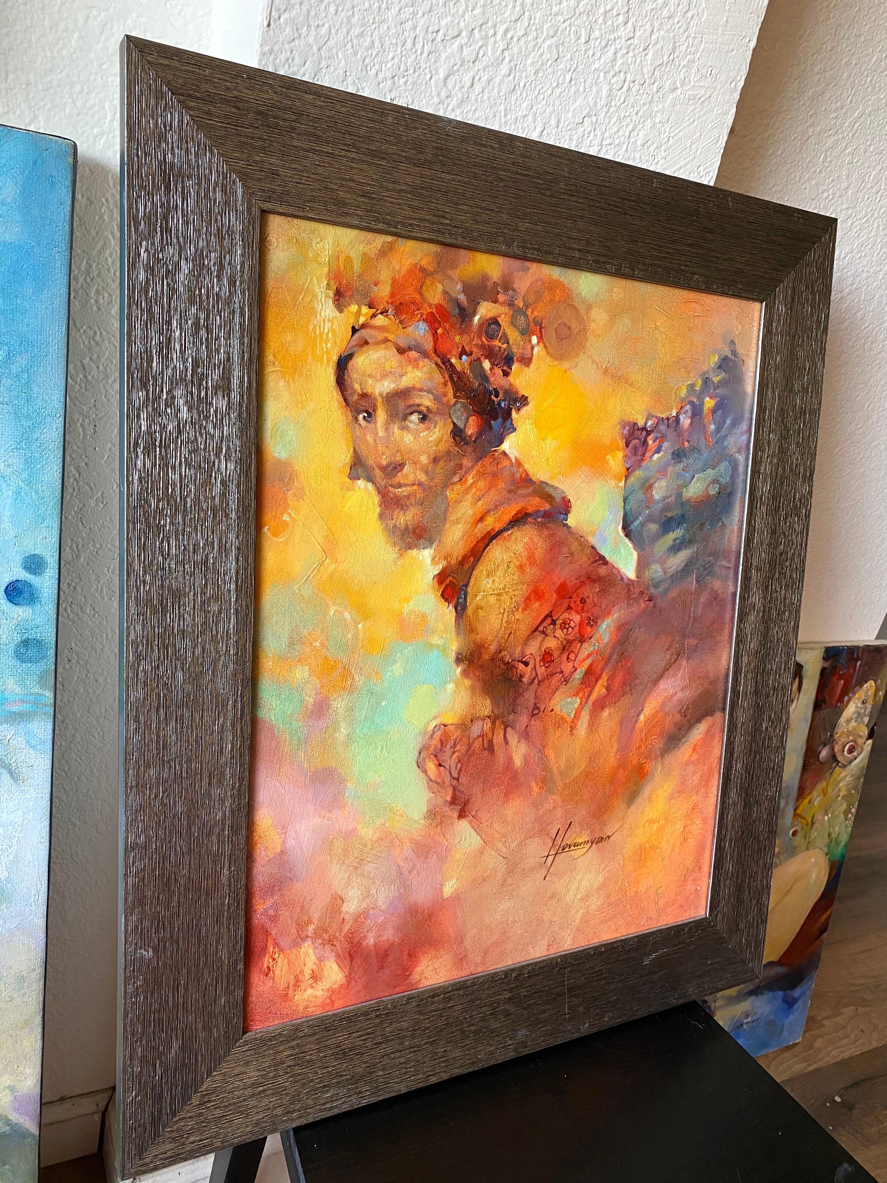 Traveler, peinture à l'huile originale, prête à être accrochée - Surréalisme Painting par Tigran Hovumyan
