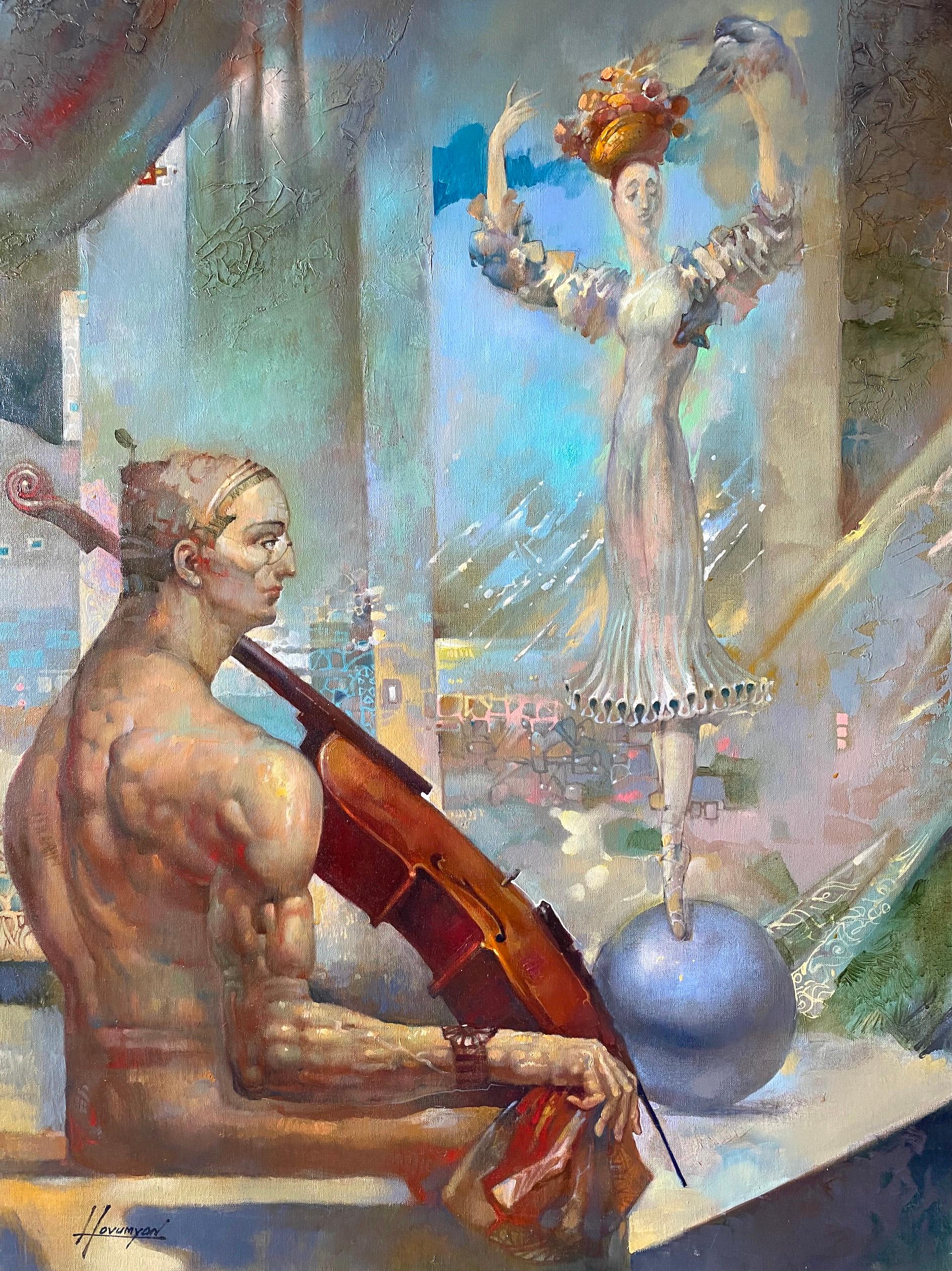 Figurative Painting de Tigran Hovumyan - Danza Boll, Surrealismo figurativo, Pintura al óleo original, Lista para colgar