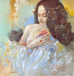 Ispirazione, Ritratto di donna, Pittura ad olio originale, pronta da appendere