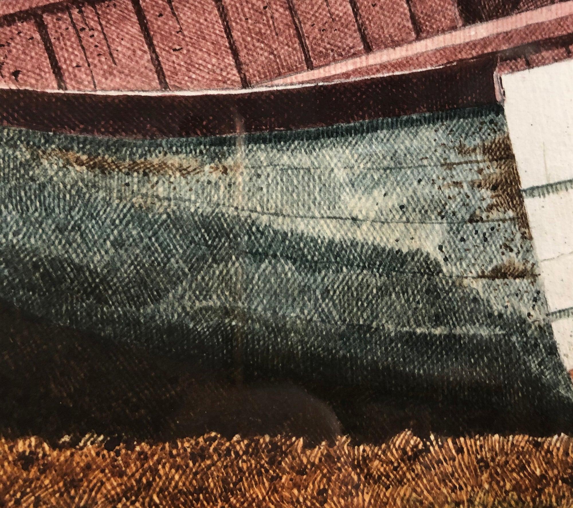 Esta acuarela original del artista Dwight Baird, creada en 1988, se titula High 'n Dry y forma parte de su evocadora serie The Maritimes. El cuadro está meticulosamente enmarcado y entelado, lo que realza su atractivo visual y preserva su