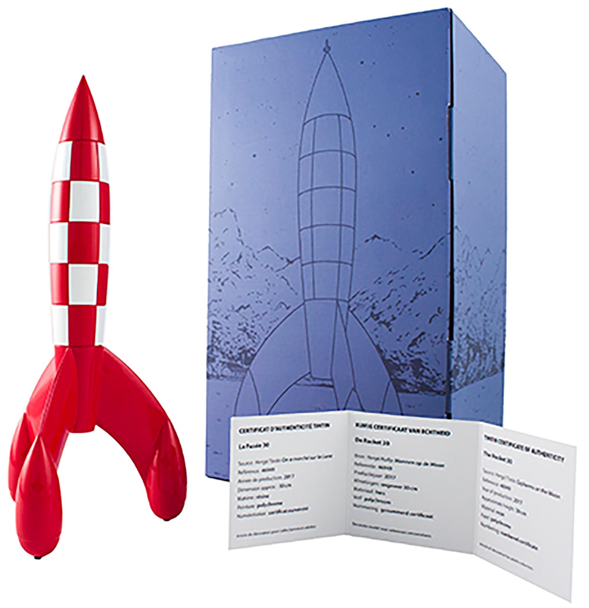 This resin figurine was modeled after the rocket from the Tintin comic "Explorers on the Moon". All figurines come with a numbered certificate of authenticity.
