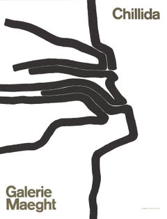 Eduardo Chillida-Galerie Maeght-24.75" x 19"-Lithograph-Abstract-Black & White