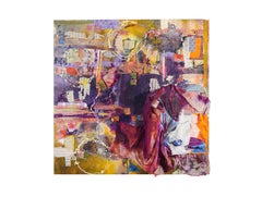 Shopping de fenêtres - Robert Rauschenberg type abstrait en violet et jaune