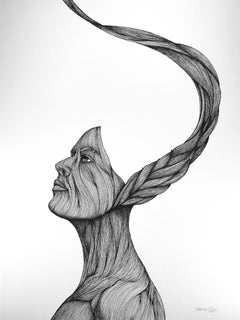 Spirit Warrior - Contemporary Figurative Illustration (Black+White)
