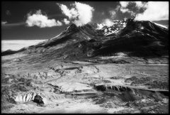 Mount St. Helens - Photographie aéronautique en noir et blanc des Rocheuses