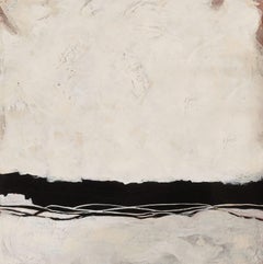 Endeavor, Stand - Square Abstract Mixed Media Painting in White and Black