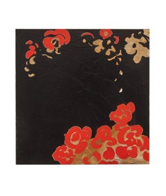 Garden Black & Red - Bold Contemporary Square Abstract Flora Painting