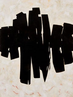 Stance- Bold Abstract Expressionist Painting in Black & Cream w/ Subtle Texture