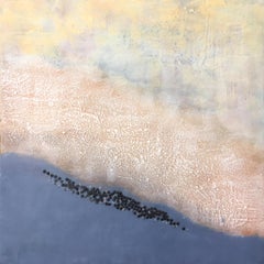 The Shoals- Encaustic Wax Painting in Beige Purple, and Black