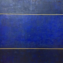 Sapphire Seas - Blue and Gold Encaustic Painting