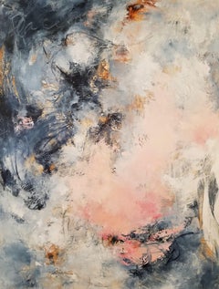 Peace be to You- Abstract Painting with Grey, White and pink