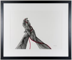 Home- Ink on Paper. Black, White, and Red Figurative Drawing