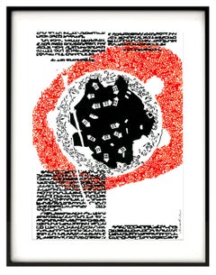 Bites of Trivial Matter- Painting By Indian Artist in Red + Black on Paper (1/6)