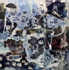 Spring Thaw- Abstract Acrylic paint, skins, wool, thread, fabric on canvas