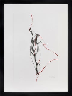 Pose Three Study III - Black, White and Red Figurative Drawing