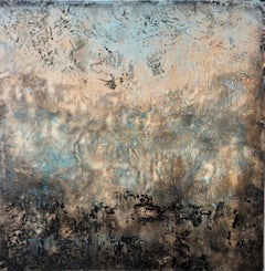 Herd Immunity- Beautiful Abstract Painting  w/ Soft Peach, Blue, + Grey Neutral