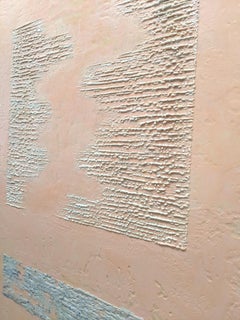 Desert Runes - Gorgeous Landscape Encaustic Painting in Grey, Pink and Cream