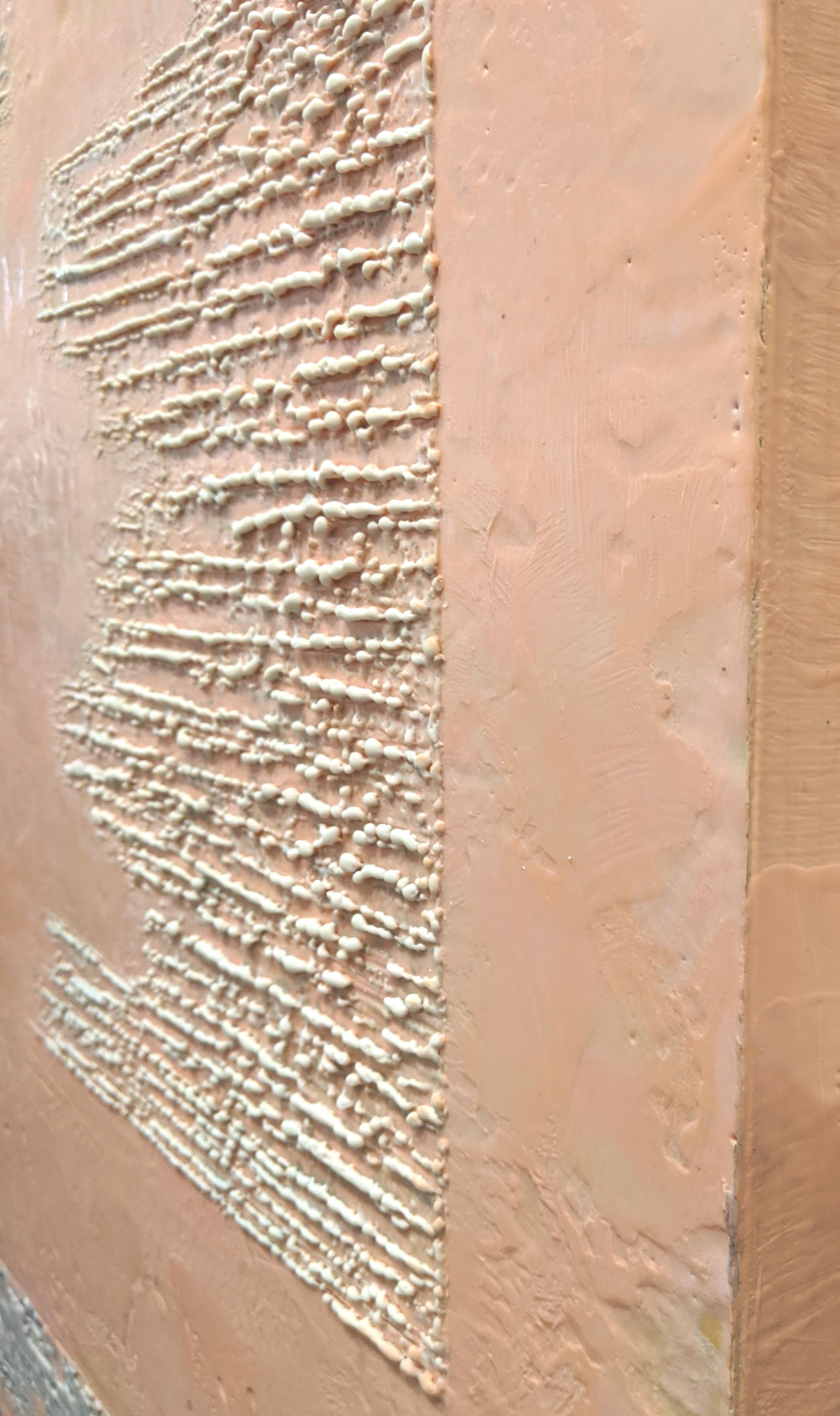 Desert Runes - Gorgeous Landscape Encaustic Painting in Grey, Pink and Cream  3