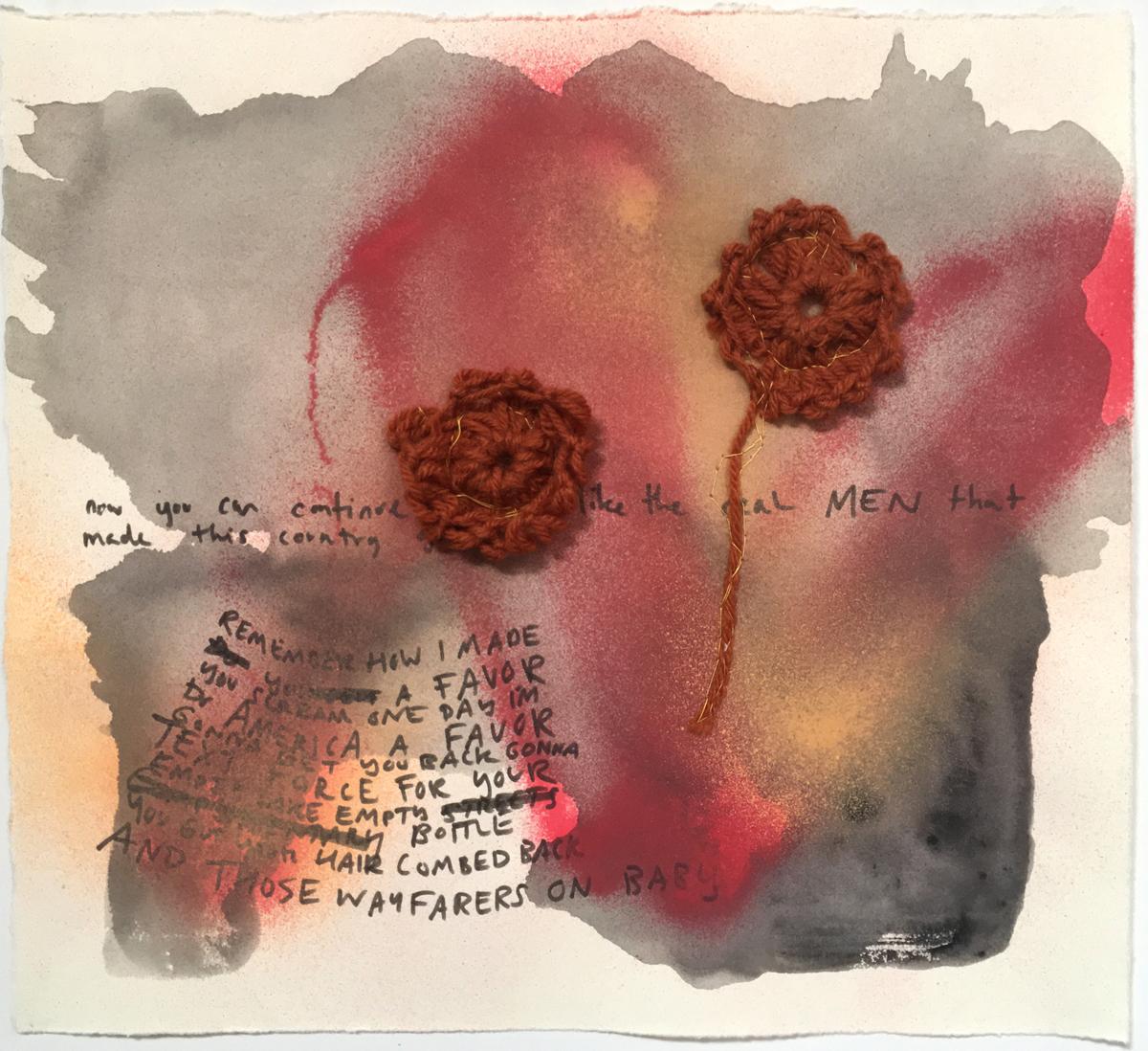 Fai un favore all'America - Opera concettuale astratta a tecnica mista su carta rossa e nera