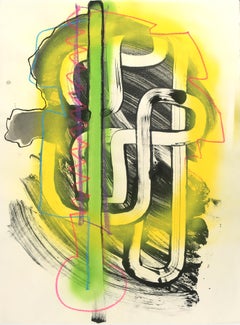 Yellow Glow - Spray Paint Contemporary Abstraction with Yellow and Green