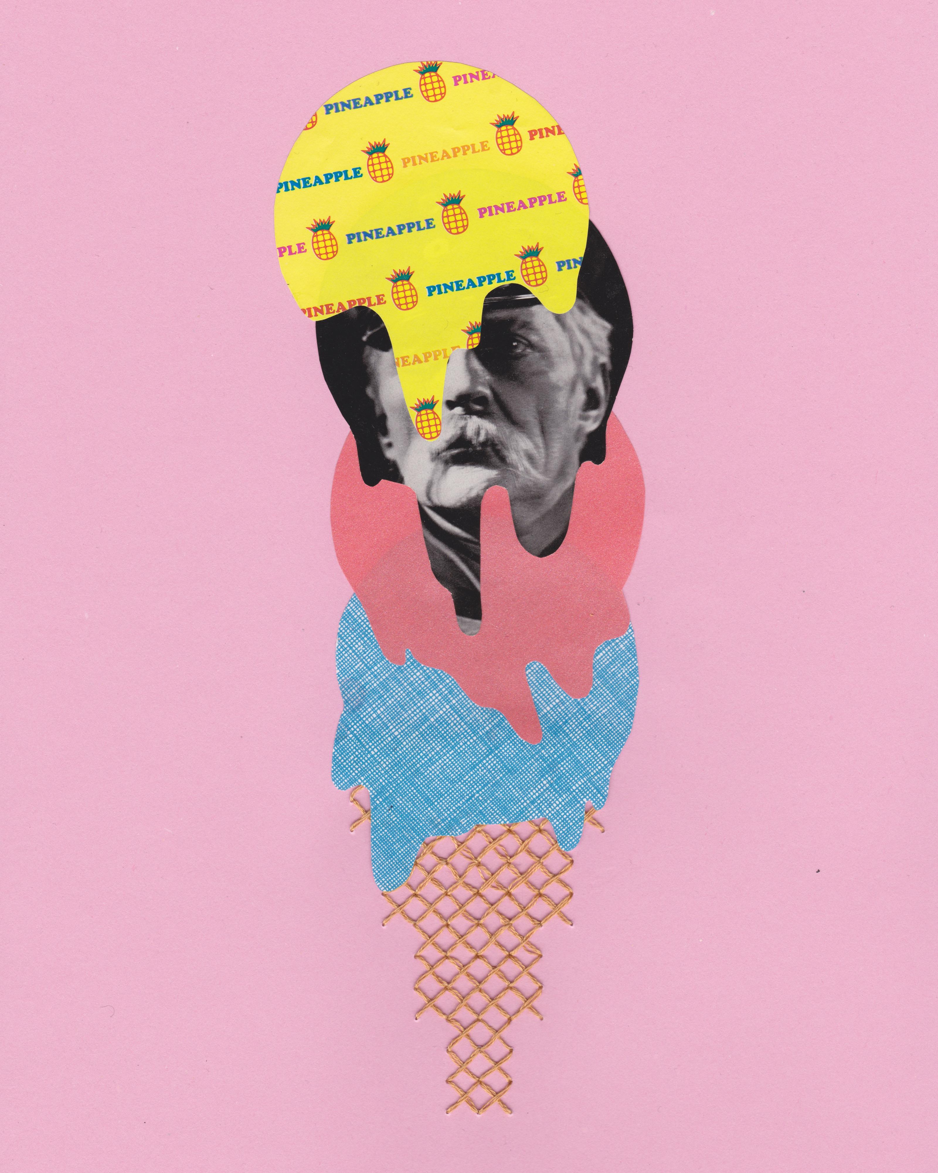 Private Pineapple - Collage of Film Noir Actor as Ice Cream Cone - Mixed Media Art by Natalie Ciccoricco