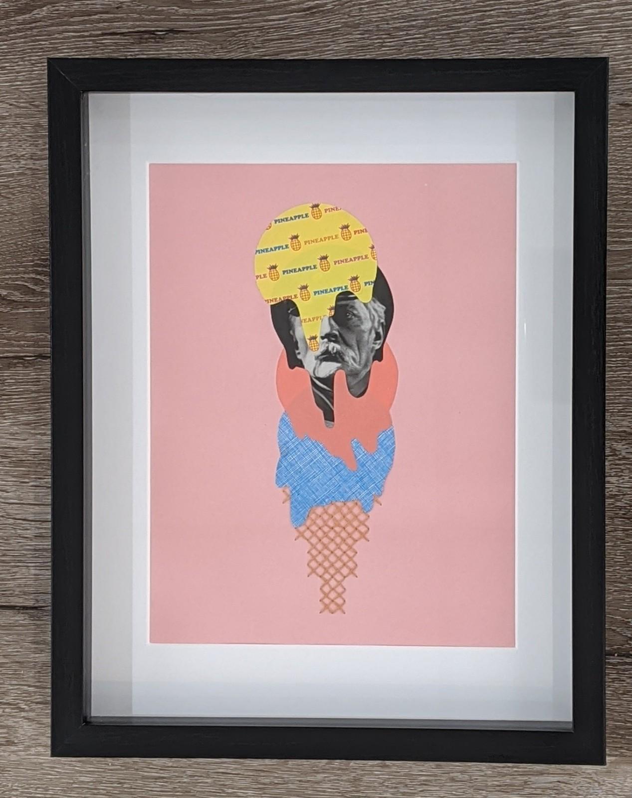 Pichet d'ananas privé - Collage du film Noir Actrice en cône de crème glacée - Contemporain Mixed Media Art par Natalie Ciccoricco