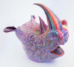 Last Rhino - Rainbow Rhinoceros Sculpture made with Recycled Materials