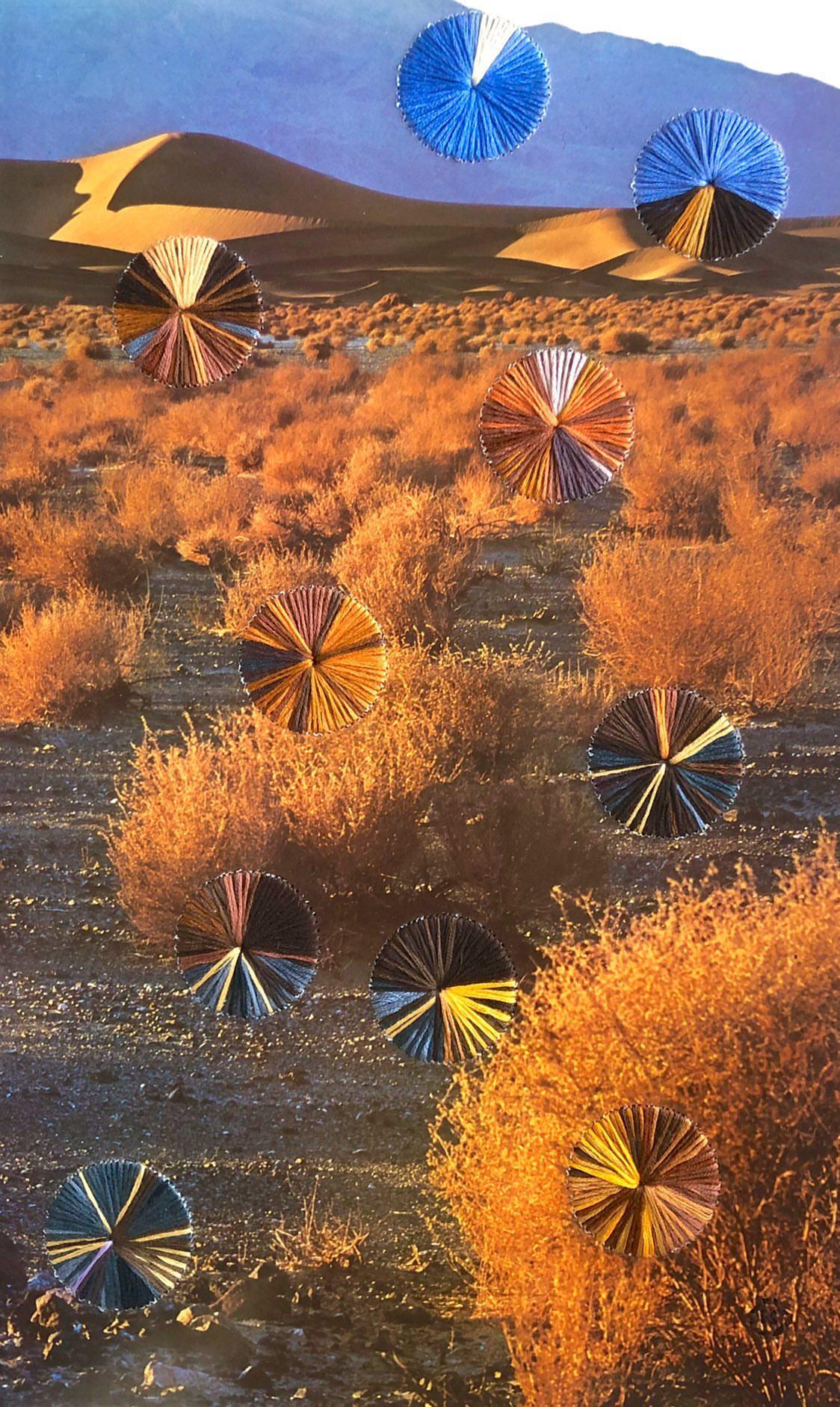 And the Dust Settled- Desert Landscape, Blue and Orange Complimentary Colors - Mixed Media Art by Natalie Ciccoricco