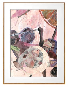 "Voice of the Moon" -  14 pc, Pink, Grey, and Blue Works on Paper Indian Artist