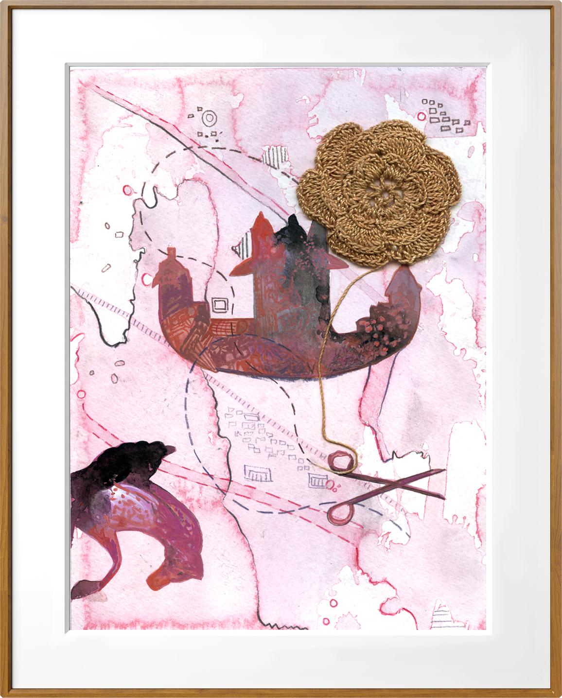 Birth Healing -  14 panel Pink, Red, and Grey Painting by Indian Artist  7