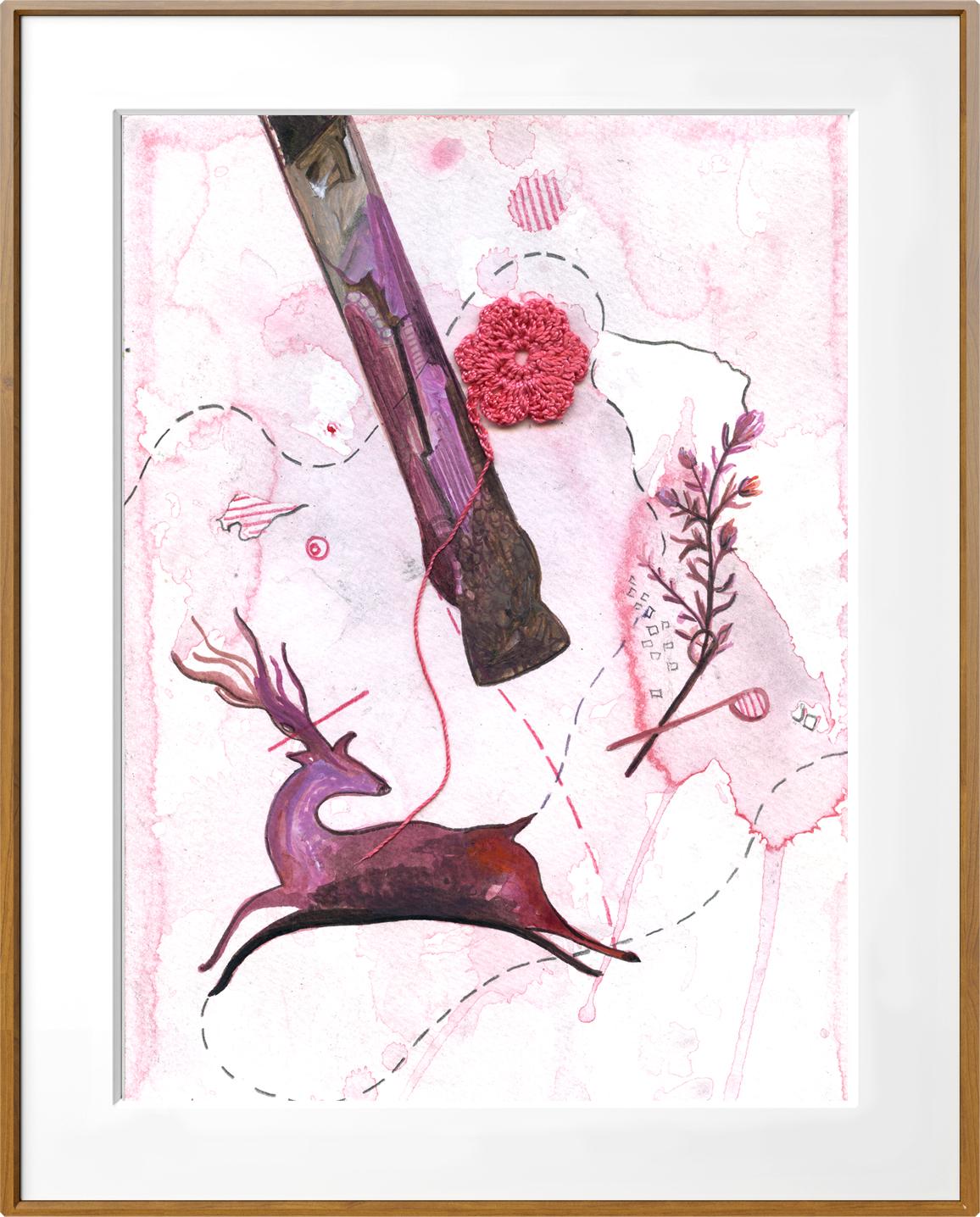 Birth Healing -  14 panel Pink, Red, and Grey Painting by Indian Artist  8