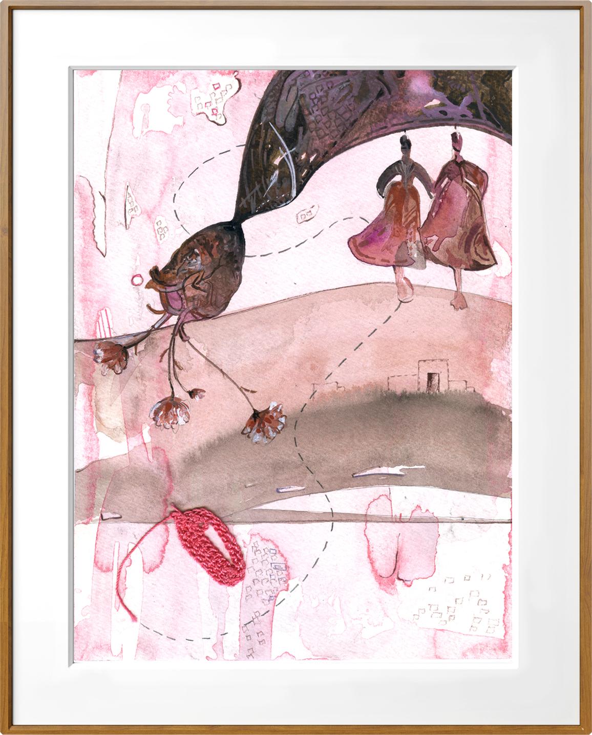 Birth Healing -  14 panel Pink, Red, and Grey Painting by Indian Artist  12