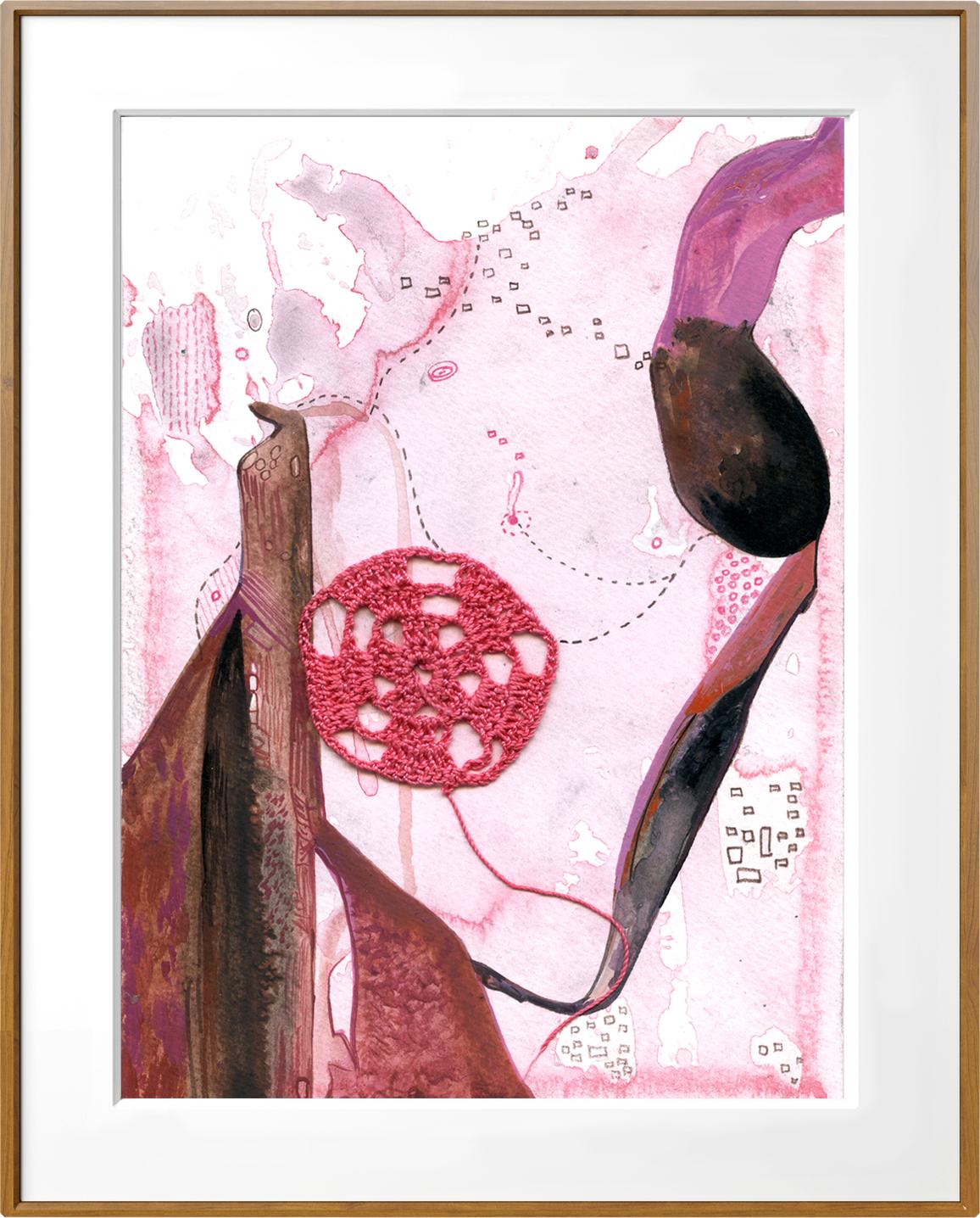 Birth Healing -  14 panel Pink, Red, and Grey Painting by Indian Artist  16