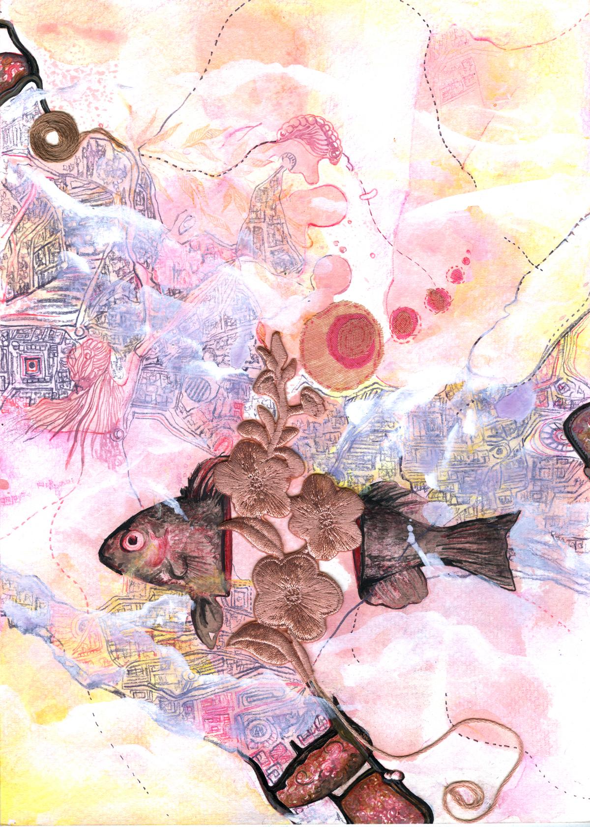 Ocean Deep - Quadro a 6 pannelli incorniciato con una delicata bellezza della cultura indiana 4