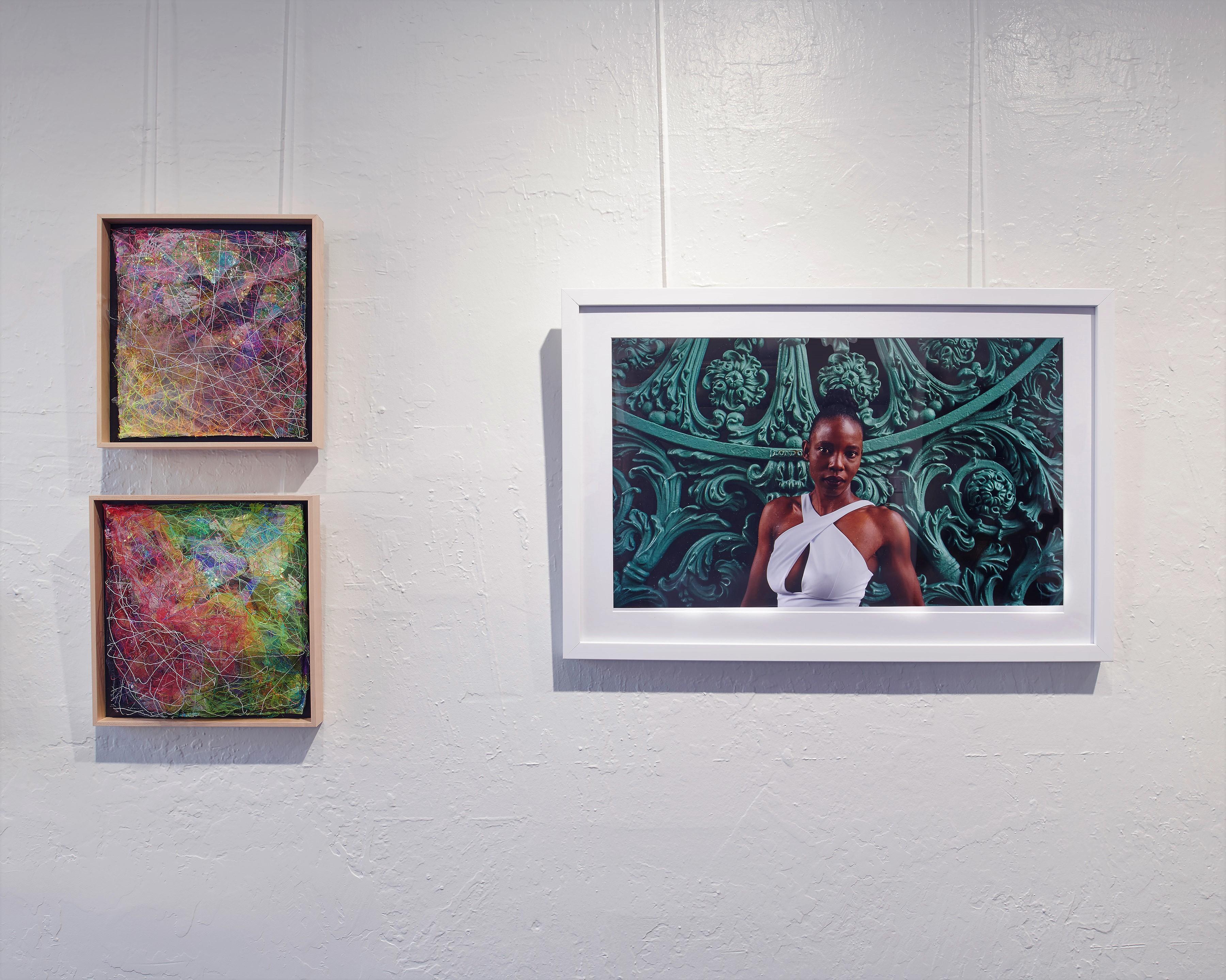 Untitled - Contemporary Portrait of Black African Woman in London Green + White - Photograph by Heun Jung Kim