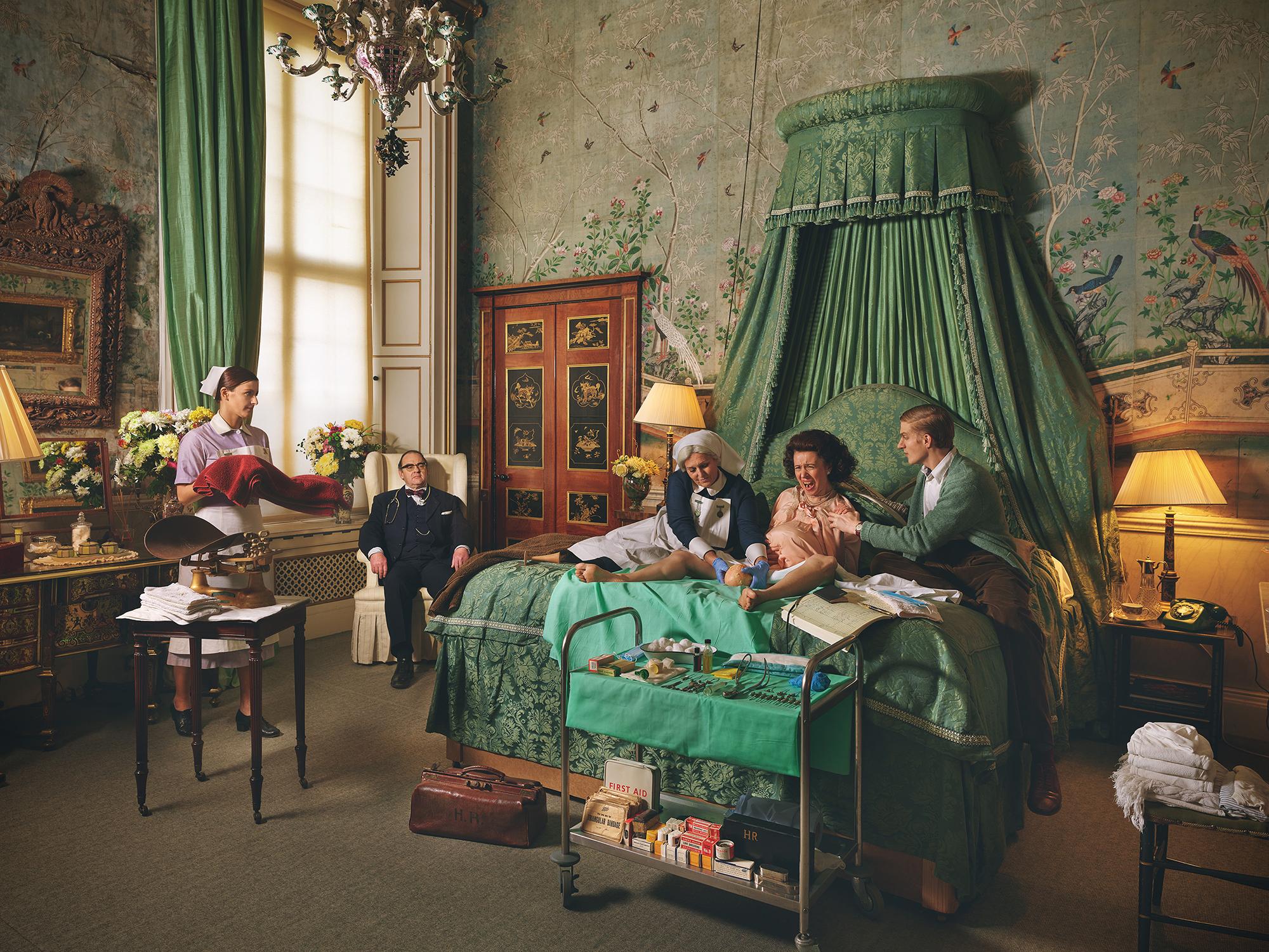 Natalie Lennard Color Photograph - Royal Blood- Staged Photograph of Queen Elizabeth at Home Birth in Buckingham 