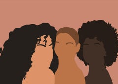 Gyals - (1/20) Digital Illustration of Three Beautiful Women Pink+Black+Brown 